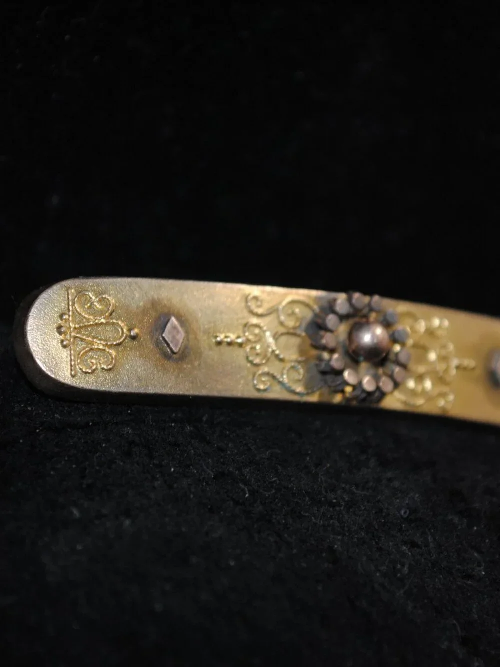 Antique Victorian Brass Bar Pin / Brooch with Filigree Design
